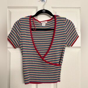 Urban Outfitters Rainbow Knit Wrap Top